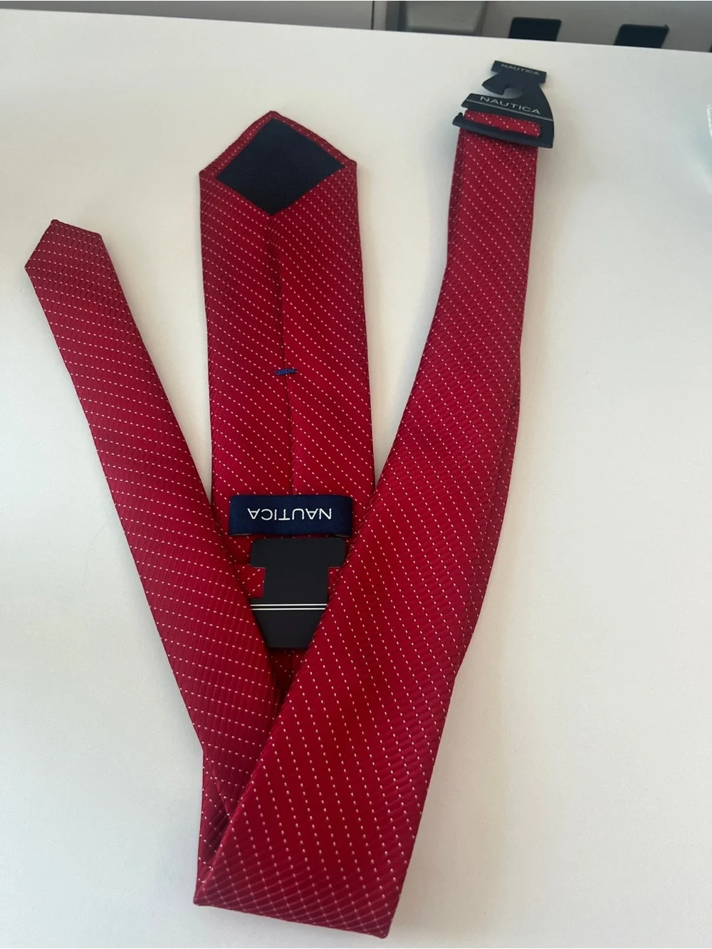 Nautica Crimson Red Diagonal Dot Silk Tie
